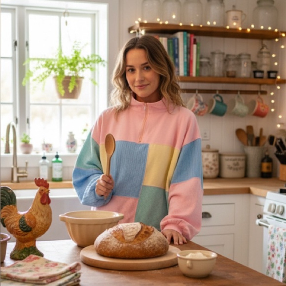 Vintage Pullover color block pastel 3D Cable knit Northern Spirit Petites kawaii - Picture 2 of 10